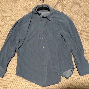 Blue Corduroy Button-Up Shirt